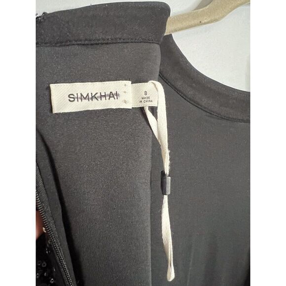 NEW Simkhai Safia Sequin Mini Dress Size 8 Black Long Sleeve Mock Neck Cocktail - Picture 10 of 12